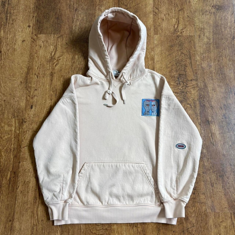 PROD Pink Floyd Custom Patch Hoodie Peach Tan Large Rock Band Pullover
